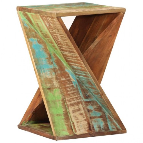 Sidebord 35×35×55 cm i massivt genbrugstræ - snoet design