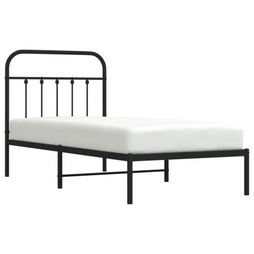 Sengeramme med sengegavl 90×200 cm - metal, sort