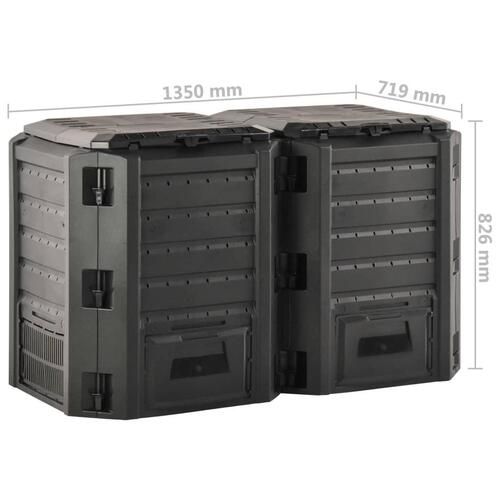 Kompostbeholder 800 l sort