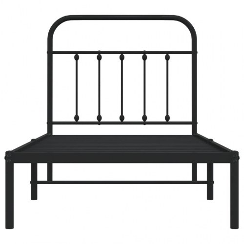Sengeramme med sengegavl 90×200 cm - metal, sort
