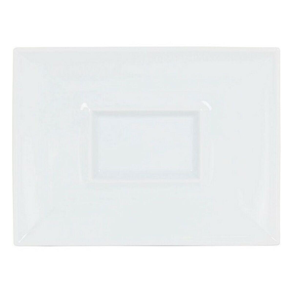 Flad Plade Inde Gourmet Porcelæn Hvid 29,5 x 22 x 3 cm