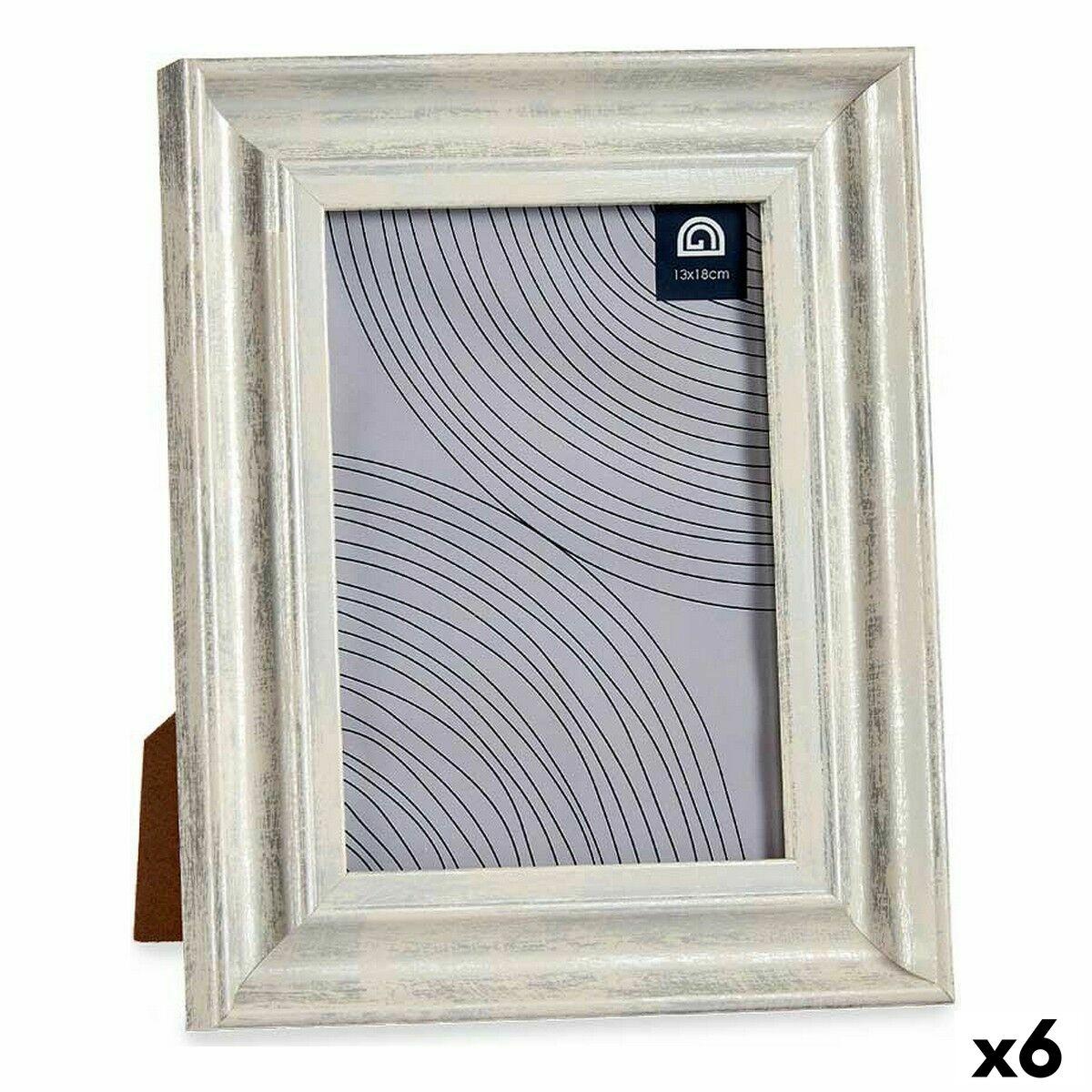 Fotoramme 19 X 2 X 24 Cm Krystal Sølvfarvet Træ Brun Plastik 6 Enheder