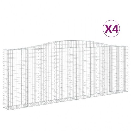Buede gabionkurve - 4 stk., 400×30×140/160 cm, galvaniseret jern
