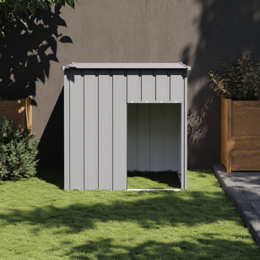 Hundehus Med Tag 110x103x109 Cm Galvaniseret Stål Lysegrå