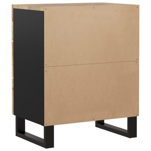 Sengebord 50×33×62 cm i massivt mangotræ og konstrueret træ - 3 skuffer, industrielt design