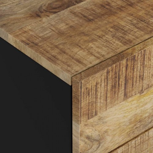 Sengebord 50×33×62 cm i massivt mangotræ og konstrueret træ - 3 skuffer, industrielt design