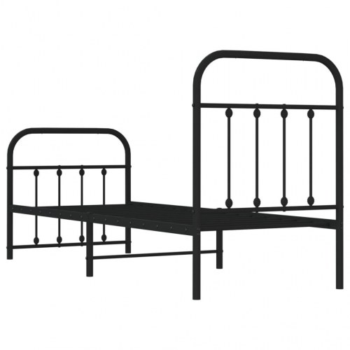 Sengeramme med sengegavl og fodgærde 75x190 cm metal sort