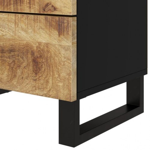 Sengebord 50×33×62 cm i massivt mangotræ og konstrueret træ - 3 skuffer, industrielt design