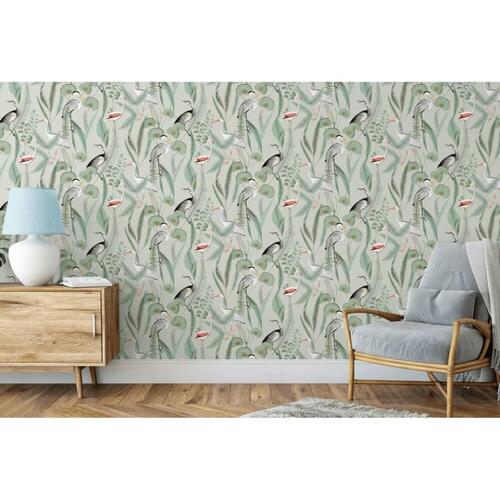 DUTCH WALLCOVERINGS tapet Flamingo mintgrøn