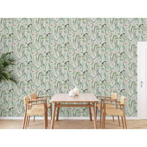 DUTCH WALLCOVERINGS tapet Flamingo mintgrøn
