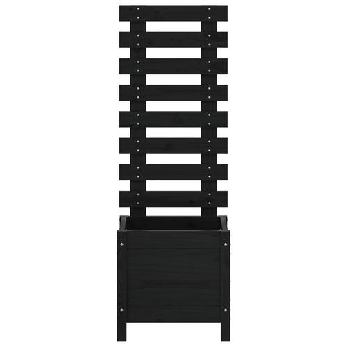 Plantekasse med stativ 39x39,5x114 cm massivt fyrretræ sort
