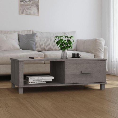 Sofabord HAMAR 100×55×35 cm i massivt fyrretræ - lysegrå