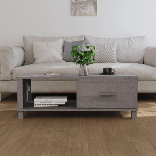 Sofabord HAMAR 100×55×35 cm i massivt fyrretræ - lysegrå