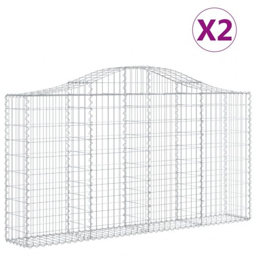 Buede gabionkurve - 2 stk. 200×30×100/120 cm i galvaniseret jern