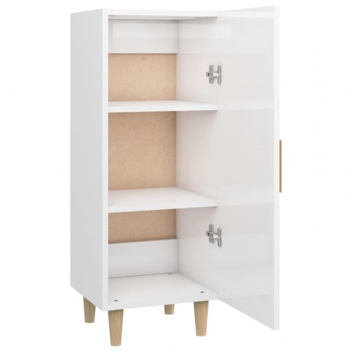 Skænk 34,5x34x90 cm konstrueret træ hvid højglans