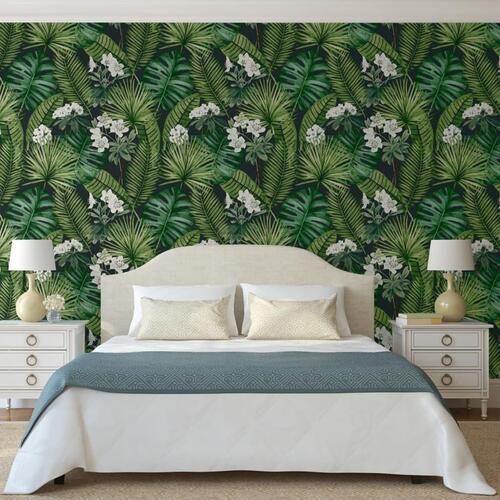 DUTCH WALLCOVERINGS tapet Eden sort og mørkegrøn