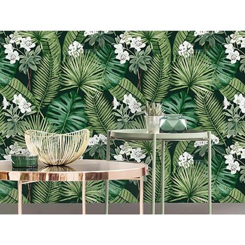 DUTCH WALLCOVERINGS tapet Eden sort og mørkegrøn