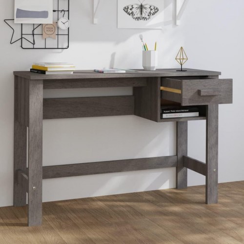 Skrivebord HAMAR 110×40×75 cm i massivt fyrretræ - lysegrå