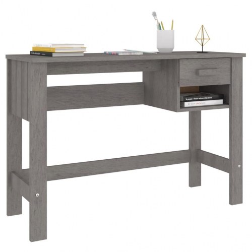 Skrivebord HAMAR 110×40×75 cm i massivt fyrretræ - lysegrå