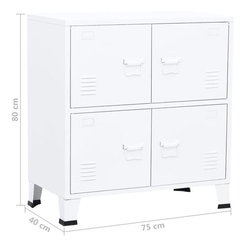 Industrielt opbevaringsskab 75x40x80 cm stål hvid