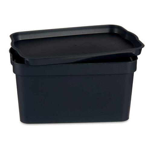Opbevaringsboks med låg Antracit Plastik 2,3 L 13,5 x 11 x 20 cm (24 enheder)