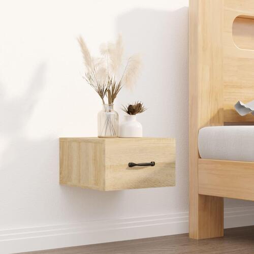Væghængte sengeborde 2 stk. 35x35x20 cm sonoma-eg
