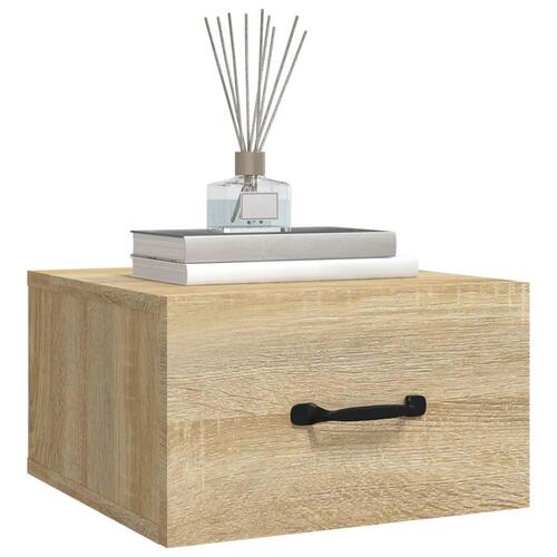 Væghængte sengeborde 2 stk. 35x35x20 cm sonoma-eg