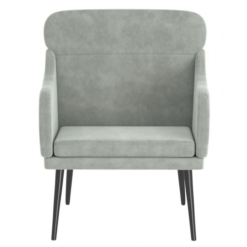 Lænestol i velour - lysegrå, 63 × 76 × 80 cm