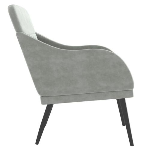 Lænestol 63x76x80 cm velour lysegrå