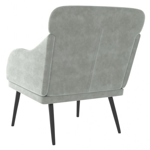 Lænestol i velour - lysegrå, 63 × 76 × 80 cm