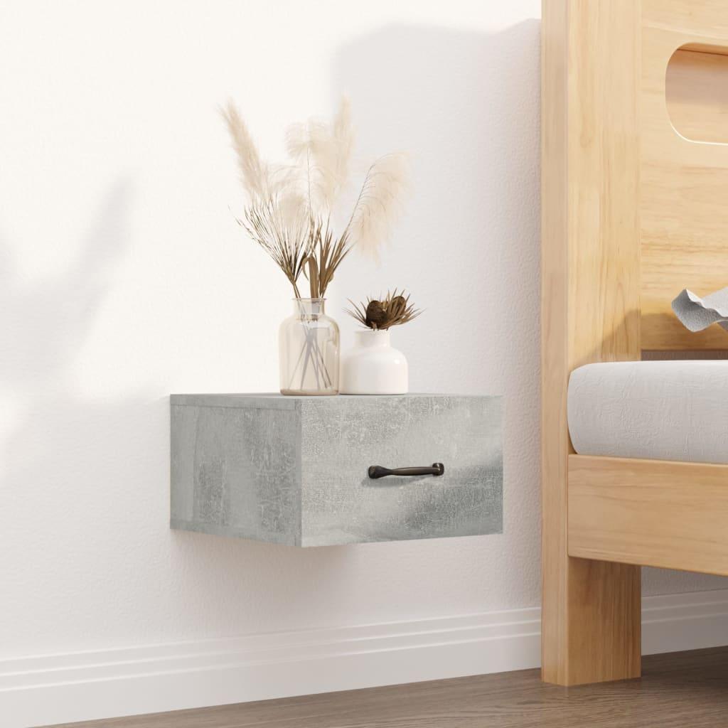 Væghængt sengebord 35x35x20 cm betongrå