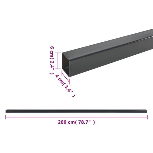 Stolper til havehegn 30 stk. 200 cm stål grå