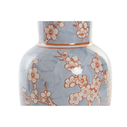 Vase 13 x 13 x 31 cm Porcelæn Blå Orange Orientalsk