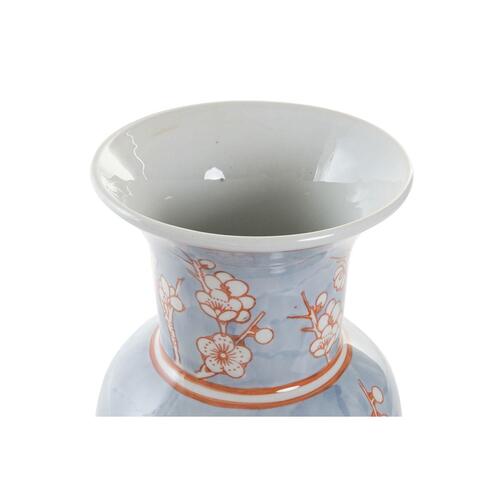 Vase 13 x 13 x 31 cm Porcelæn Blå Orange Orientalsk