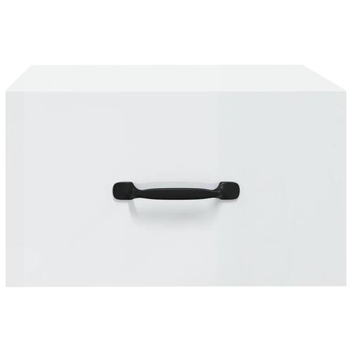Væghængt sengebord 35x35x20 cm hvid højglans