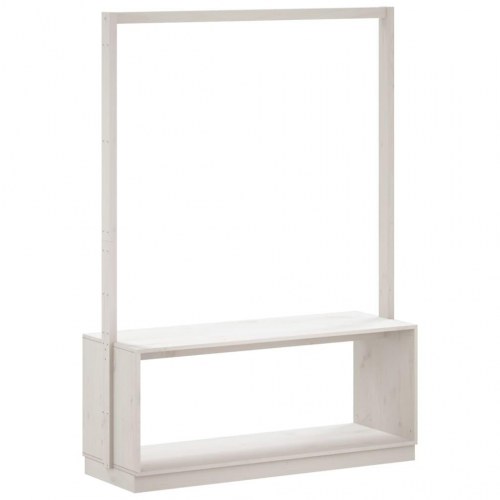 Tøjstativ med skoopbevaring 113x40x157,5 cm massivt fyr hvid