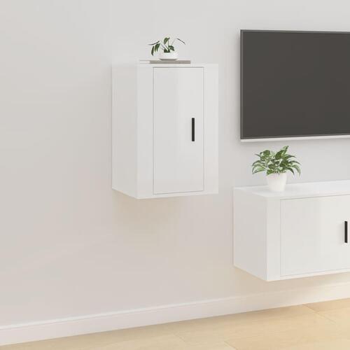 Væghængt tv-skab 40x34,5x60 cm hvid højglans