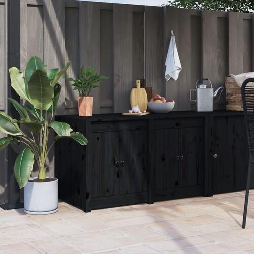 Udendørs køkkenskab 106x55x64 cm massivt fyrretræ sort