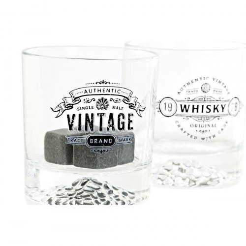 Whiskyglassæt, gennemsigtig/mørkegrå, krystal/sten/plastik, 320 ml (6 stk)