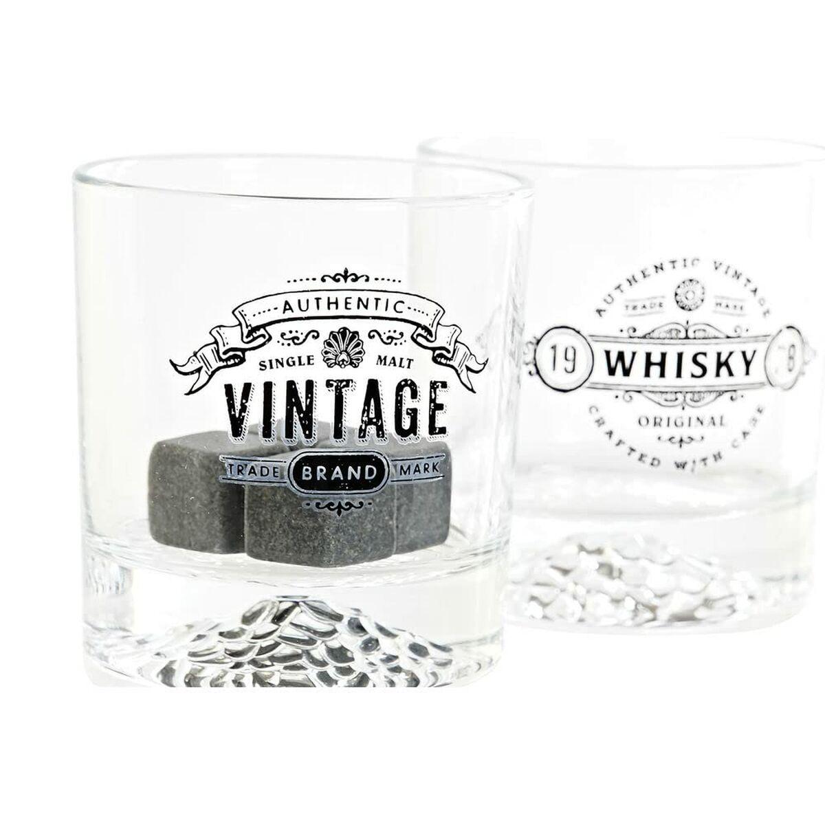 Whiskyglassæt, gennemsigtig/mørkegrå, krystal/sten/plastik, 320 ml (6 stk)