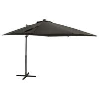 Hængeparasol med stang + LED-lys 250 cm antracitgrå