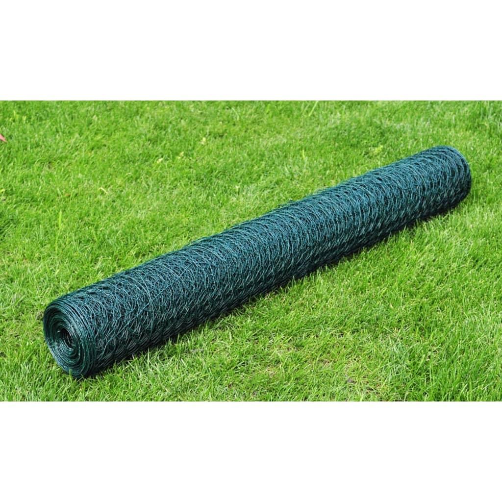 Hønsenet galvaniseret stål med PVC-belægning 25 x 0,5 m grøn