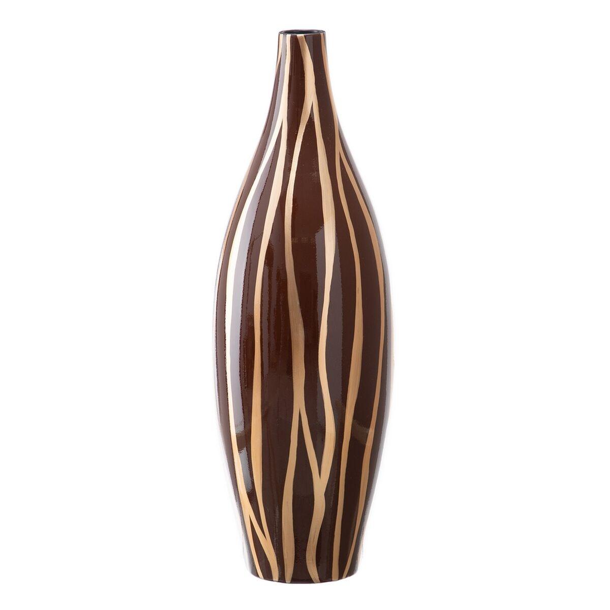 Vase 20 x 20 x 58,5 cm Zebra Keramik Gylden Brun