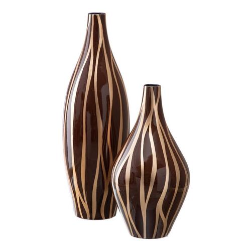 Vase 20 x 20 x 58,5 cm Zebra Keramik Gylden Brun