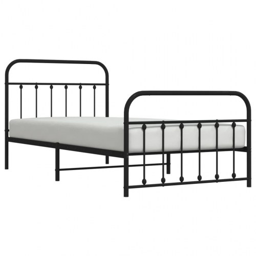 Sengeramme med sengegavl og fodgærde 107x203 cm metal sort