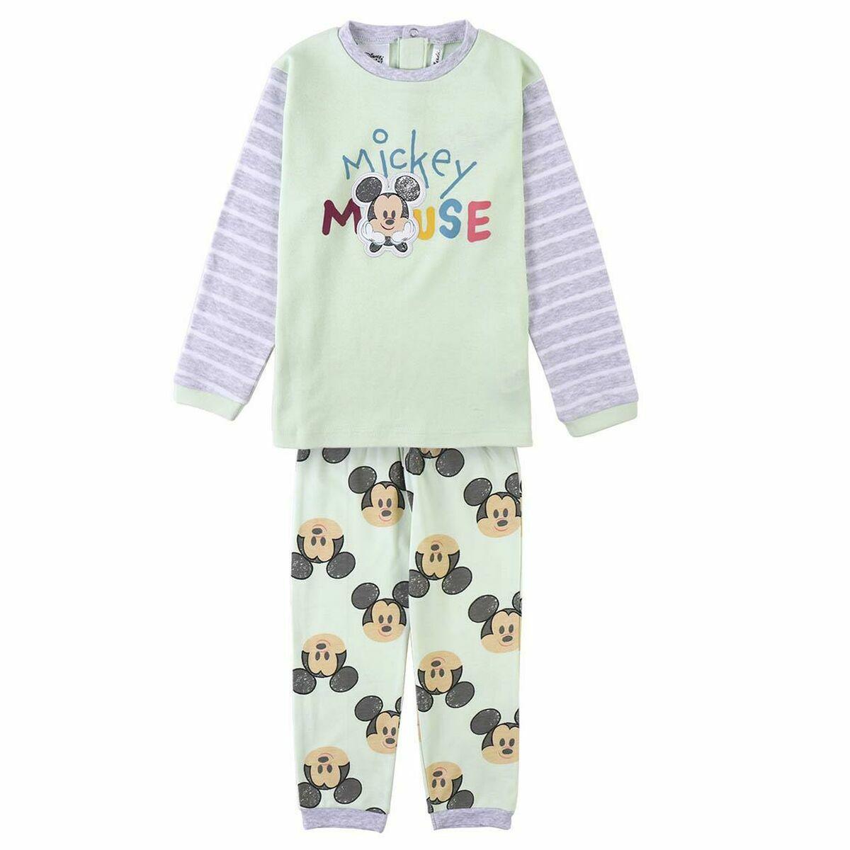 Børnepyjamas Mickey Mouse Grøn/grå/pink 24 Mdr