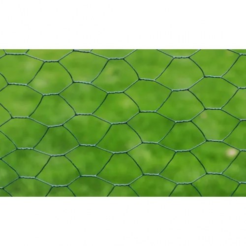 Hønsenet 25 × 0,5 m - stål med PVC-belægning, grøn