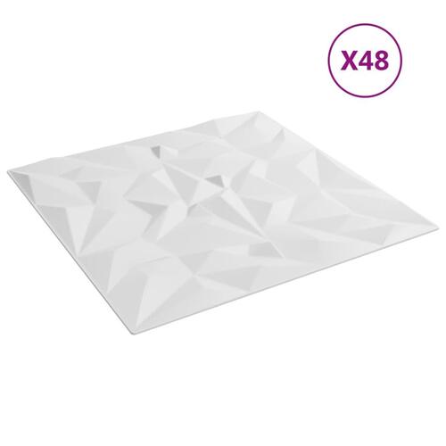 Vægpaneler 48 stk. 50x50 cm 12 m² XPS ametyst hvid