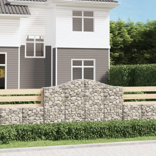 Buede gabionkurve - 2 stk. 200×30×120/140 cm i galvaniseret jern