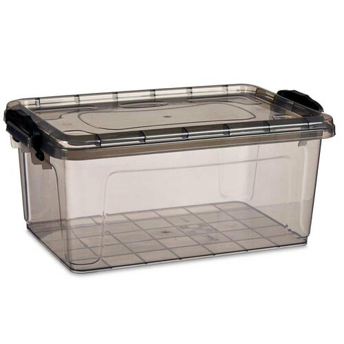 Opbevaringsboks med låg Antracit Plastik 8,5 L 24 x 16 x 37 cm (12 enheder)